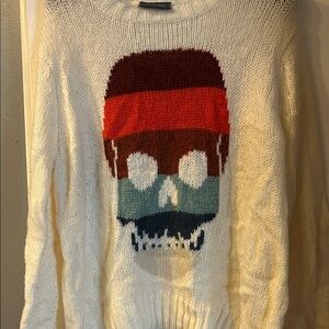Skull Design Cream Sweater Wooden Ships m/l